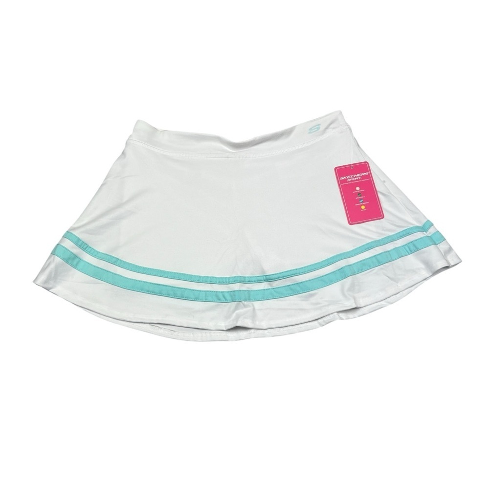 Girls Skechers White Skort with Aqua Stripes